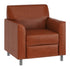 Cognac/Chrome Legs |#| Cognac LeatherSoft Chair with Clean Line Stitched Frame and Chrome Legs