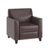Brown/Wood Legs |#| Brown LeatherSoft Chair with Clean Line Stitched Frame - Reception Seating