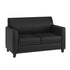 Black/Wood Legs |#| Black LeatherSoft Loveseat w/ Clean Line Stitched Frame - Reception Seating