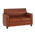 Cognac/Wood Legs |#| Cognac LeatherSoft Loveseat with Clean Line Stitched Frame - Reception Seating