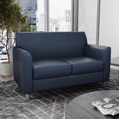 LeatherSoft Loveseat with Clean Line Stitched Frame - View 2