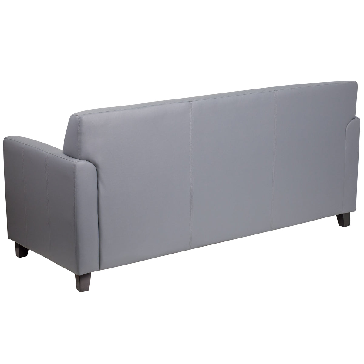 Gray |#| Gray LeatherSoft Sofa with Clean Line Stitched Frame - Reception Seating