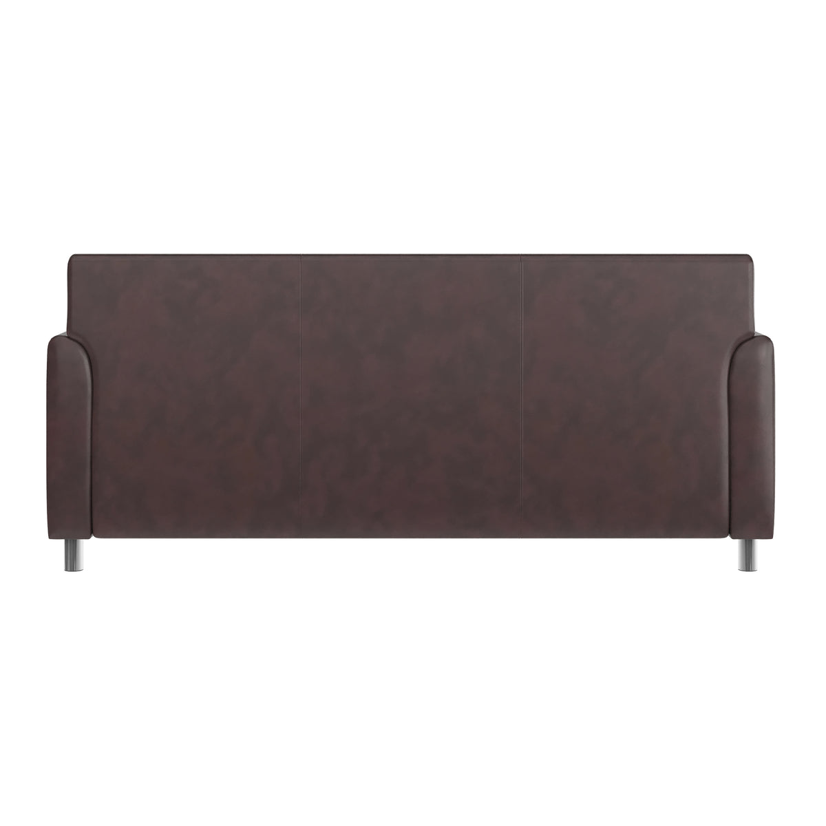 Brown/Chrome Legs |#| Brown LeatherSoft Sofa with Clean Line Stitched Frame and Chrome Legs