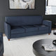 Navy/Wood Legs |#| Navy LeatherSoft Sofa with Clean Line Stitched Frame - Reception Seating