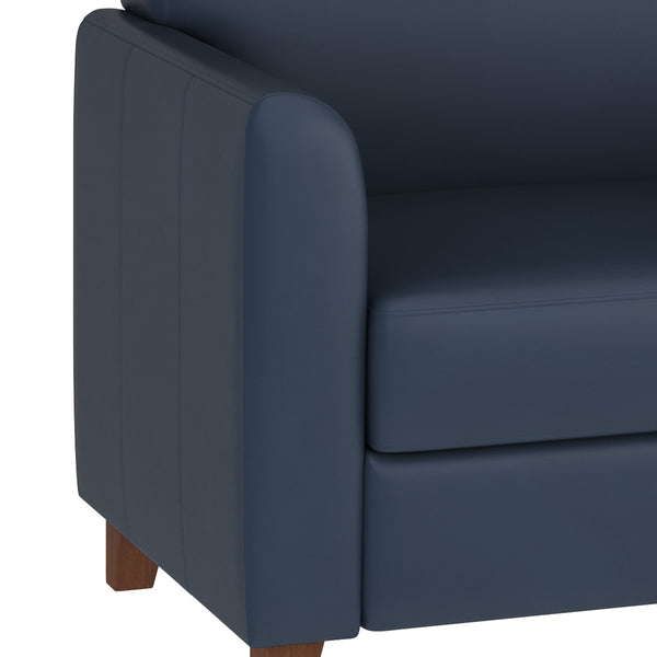 Navy/Wood Legs |#| Navy LeatherSoft Sofa with Clean Line Stitched Frame - Reception Seating