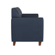 Navy/Wood Legs |#| Navy LeatherSoft Sofa with Clean Line Stitched Frame - Reception Seating