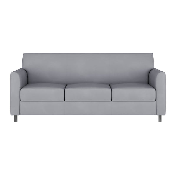Gray/Chrome Legs |#| Gray LeatherSoft Sofa with Clean Line Stitched Frame and Chrome Legs