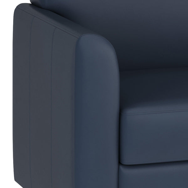 Navy/Chrome Legs |#| Navy LeatherSoft Sofa with Clean Line Stitched Frame and Chrome Legs