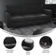 Black/Chrome Legs |#| Black LeatherSoft Sofa with Clean Line Stitched Frame and Chrome Legs