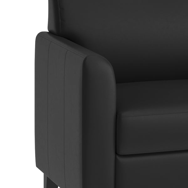 Black/Wood Legs |#| Black LeatherSoft Sofa with Clean Line Stitched Frame - Reception Seating
