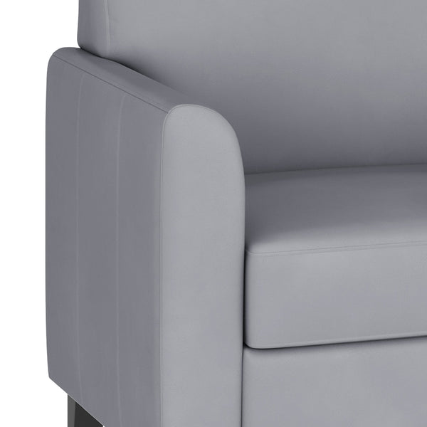 Gray/Wood Legs |#| Gray LeatherSoft Sofa with Clean Line Stitched Frame - Reception Seating