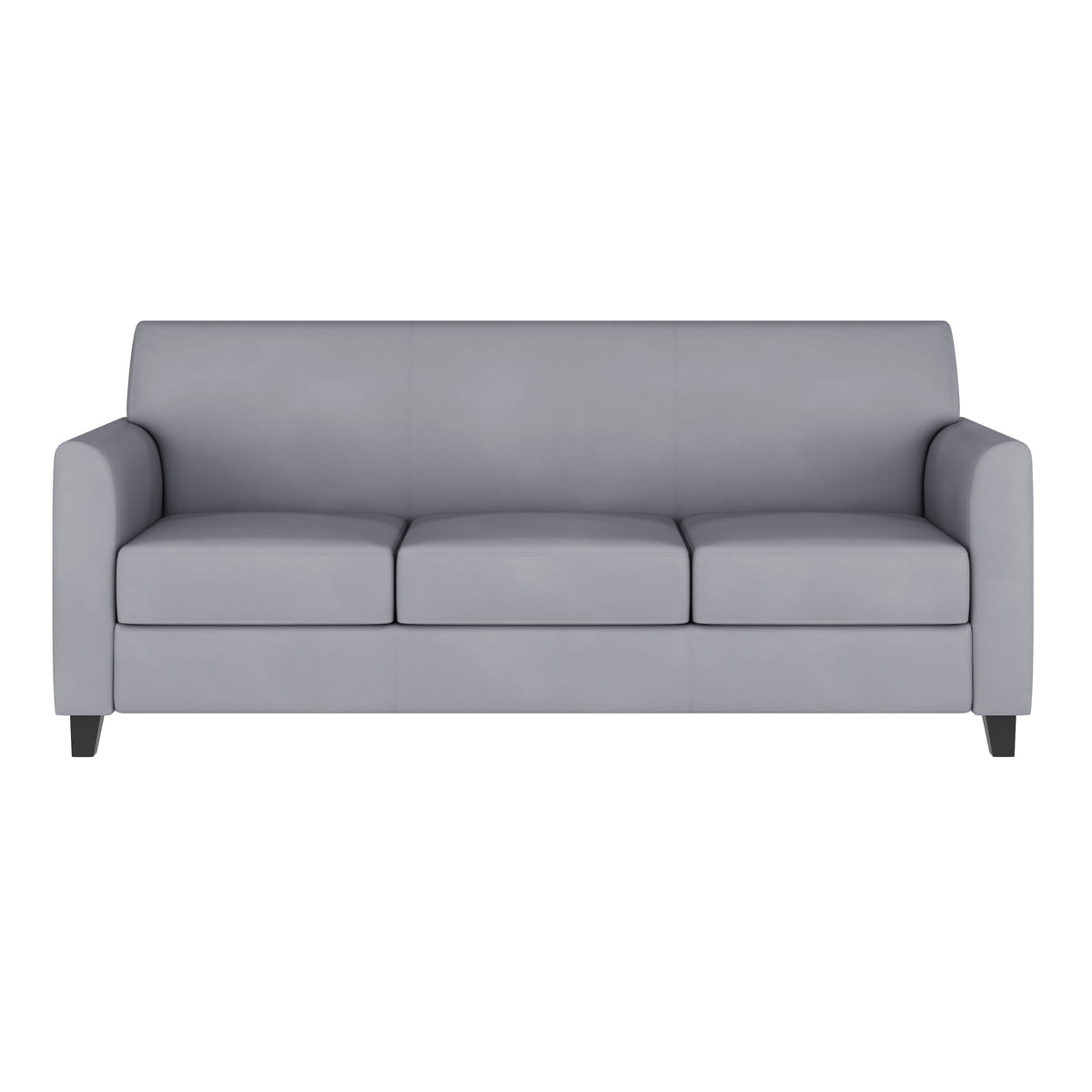 Gray/Wood Legs |#| Gray LeatherSoft Sofa with Clean Line Stitched Frame - Reception Seating