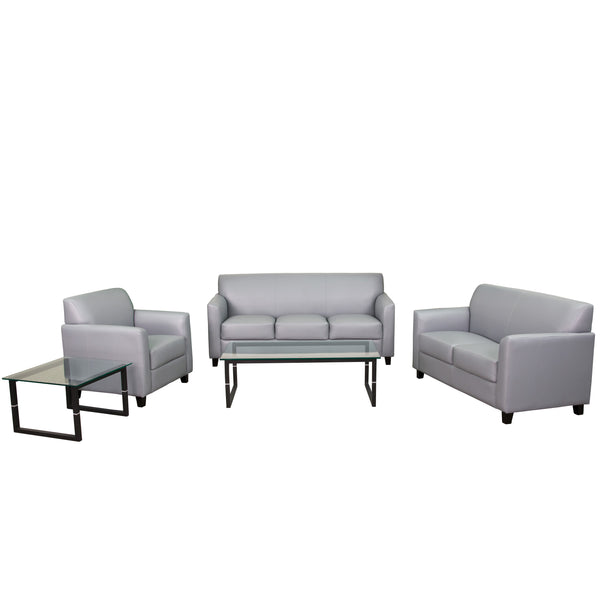 Gray |#| Reception Set in Gray with Clean Line Stitched Frame - Hospitality Seating