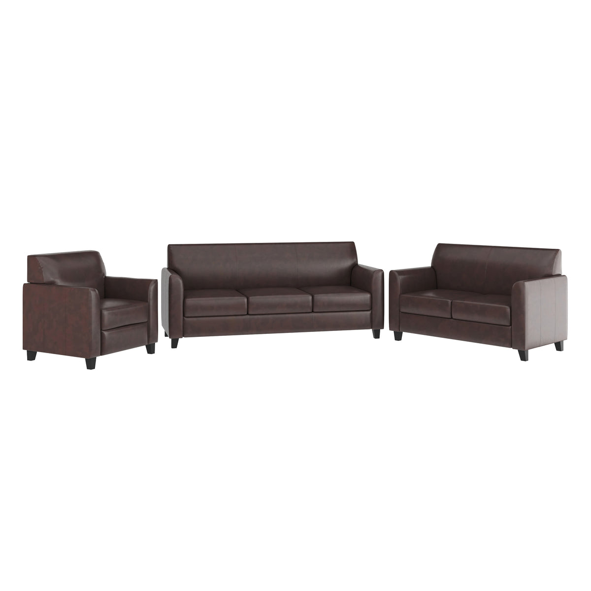 Brown |#| Reception Set in Brown with Clean Line Stitched Frame - Hospitality Seating