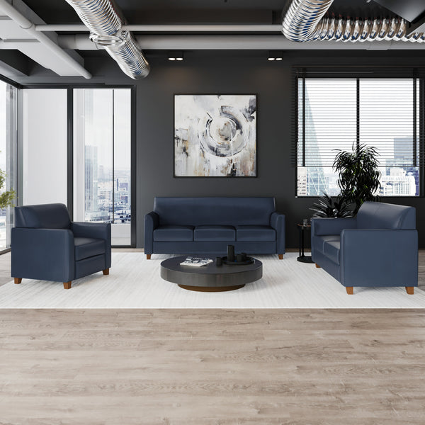Navy |#| Reception Set in Navy with Clean Line Stitched Frame - Hospitality Seating