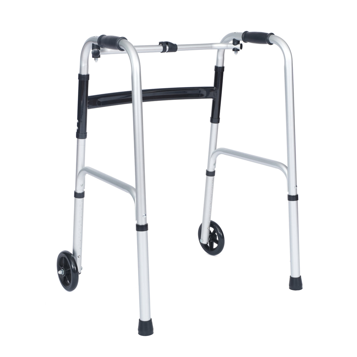 Lightweight Adjustable Height Folding Walker w/ Dual Frame Types in Silver/Black