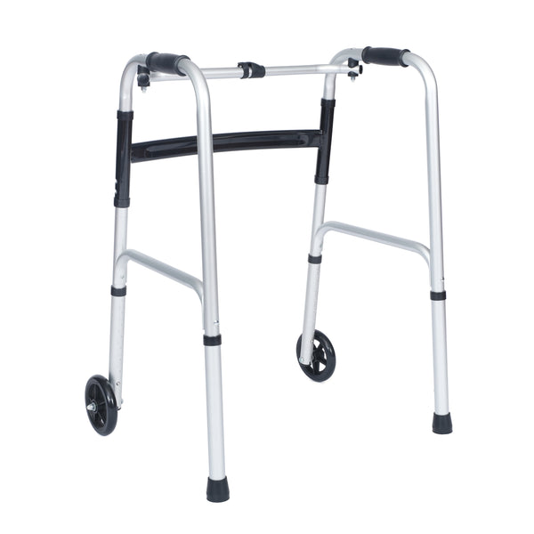 Lightweight Adjustable Height Folding Walker w/ Dual Frame Types in Silver/Black