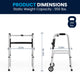 Lightweight Adjustable Height Folding Walker w/ Dual Frame Types in Silver/Black