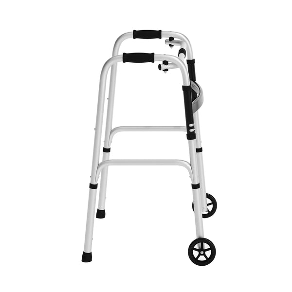 Lightweight Adjustable Height Folding Walker w/ Dual Frame Types in Silver/Black