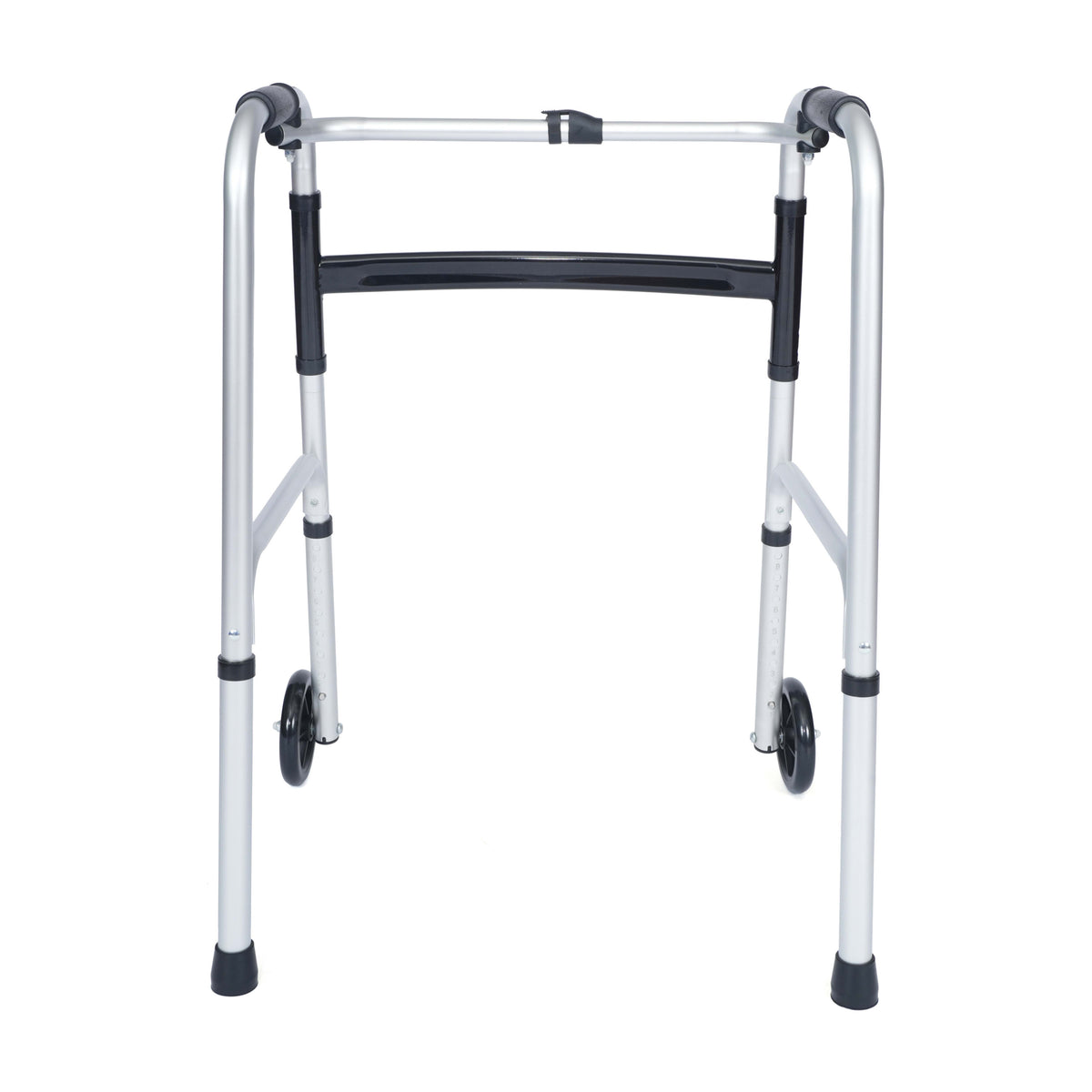 Lightweight Adjustable Height Folding Walker w/ Dual Frame Types in Silver/Black