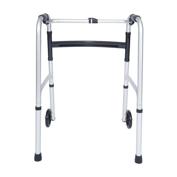 Lightweight Adjustable Height Folding Walker w/ Dual Frame Types in Silver/Black