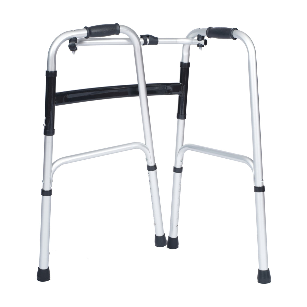 Lightweight Adjustable Height Folding Walker w/ Dual Frame Types in Silver/Black