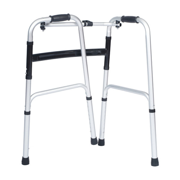Lightweight Adjustable Height Folding Walker w/ Dual Frame Types in Silver/Black