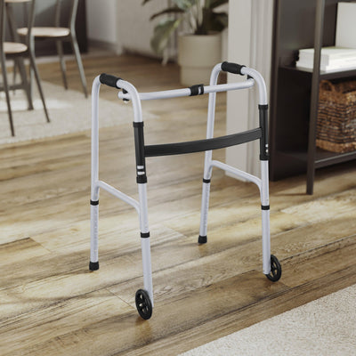 HERCULES Folding Walker with Adjustable Height, Interchangeable Wheels or Feet, Dual Frame Types, and Lightweight Design - View 2