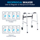 Lightweight Adjustable Height Folding Walker w/ Dual Frame Types in Silver/Black