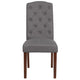 Gray Fabric |#| Gray Fabric Upholstered Diamond Patterned Button Tufted Parsons Chair