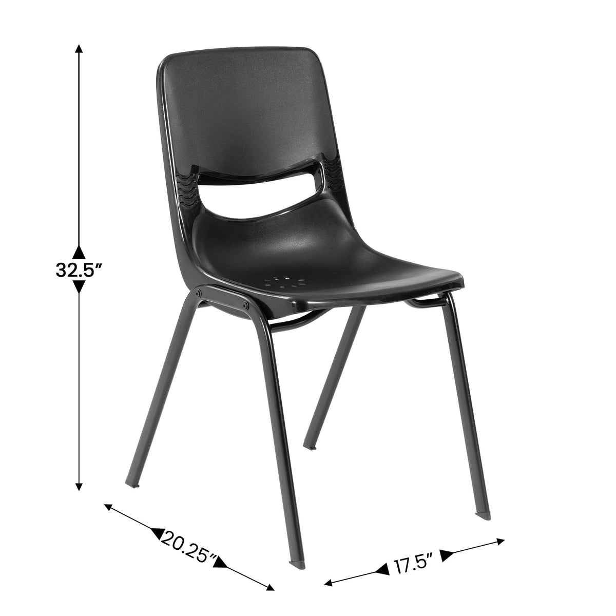 Black |#| Ergonomic Heavy-Duty Flex Comfort Classroom Stack Chair in Black