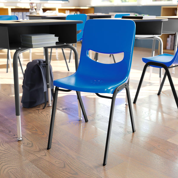 Navy |#| Ergonomic Heavy-Duty Flex Comfort Classroom Stack Chair in Navy