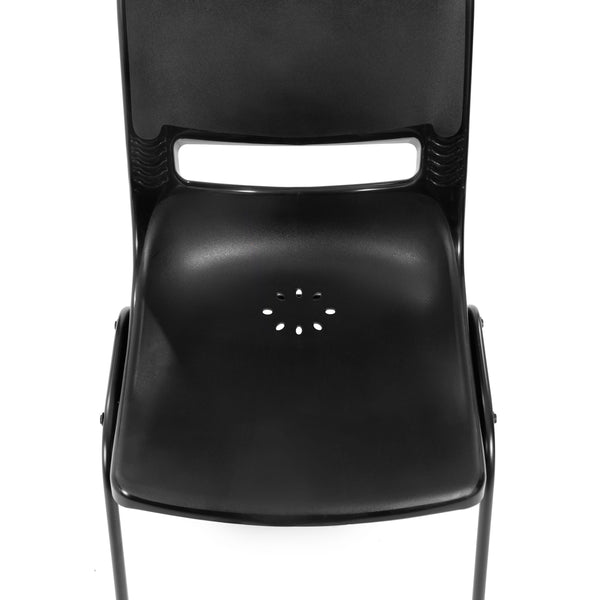 Black |#| Ergonomic Heavy-Duty Flex Comfort Classroom Stack Chair in Black