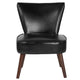 Black LeatherSoft |#| Black LeatherSoft Retro Chair with Triangular Shaped Back and Tapered Wood Legs