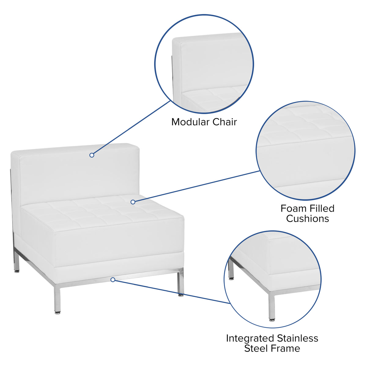 Melrose White |#| Contemporary White LeatherSoft Middle Chair - Reception &Home Office Chair