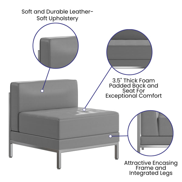 Gray |#| Contemporary Gray LeatherSoft Middle Chair - Reception &Home Office Chair