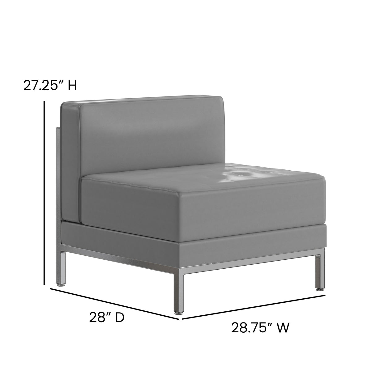 Gray |#| Contemporary Gray LeatherSoft Middle Chair - Reception &Home Office Chair