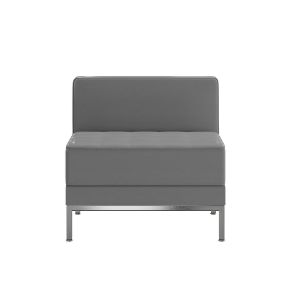 Gray |#| Contemporary Gray LeatherSoft Middle Chair - Reception &Home Office Chair