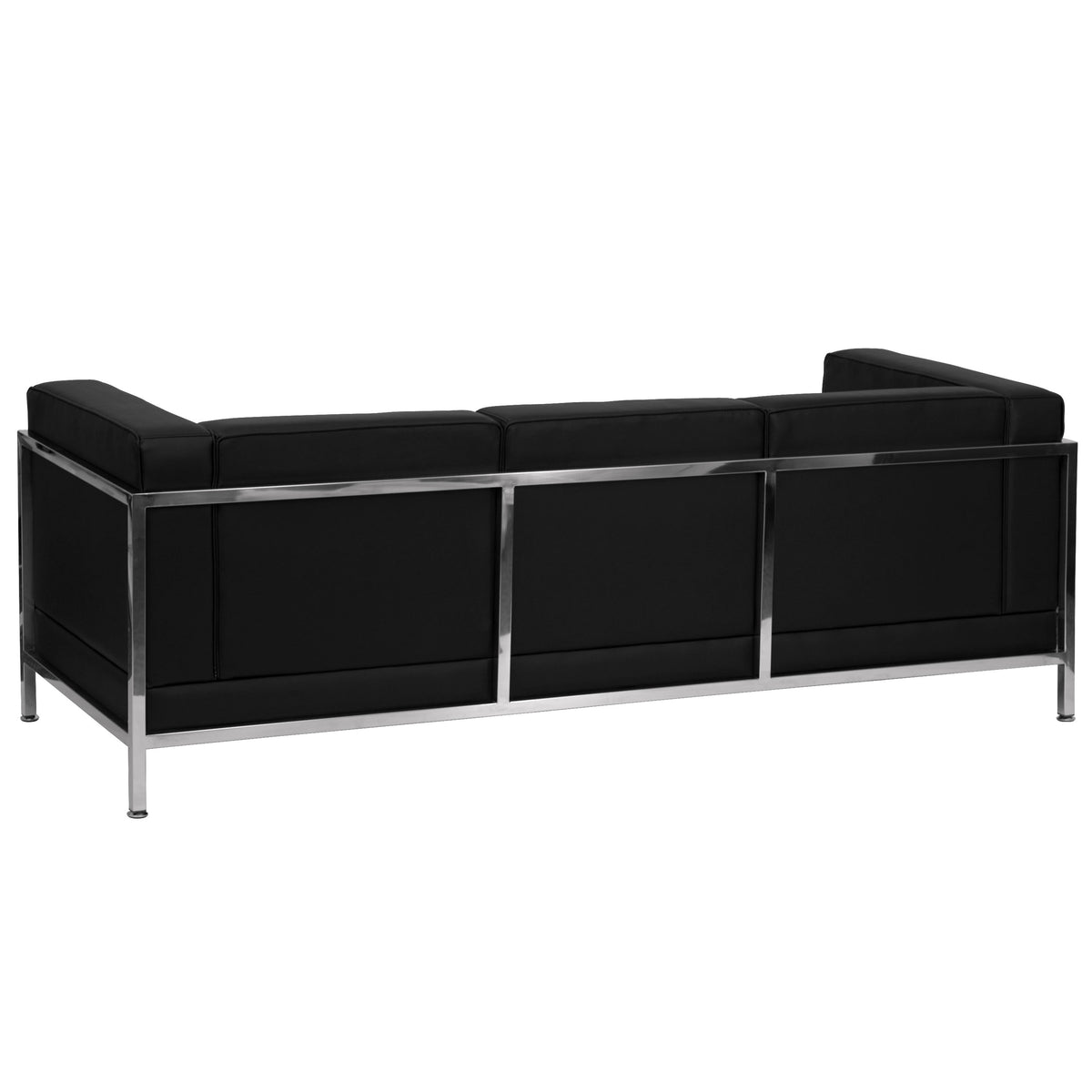 Black |#| Black LeatherSoft Modular Sofa with Quilted Tufted Seat and Encasing Frame