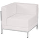 Melrose White |#| White LeatherSoft Modular Left Corner Chair with Quilted Tufted Seat