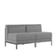 Gray |#| 2 Piece Gray LeatherSoft Modular Reception Lounge Set - Reception Bench