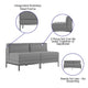 Gray |#| 2 Piece Gray LeatherSoft Modular Reception Lounge Set - Reception Bench