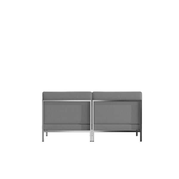 Gray |#| 2 Piece Gray LeatherSoft Modular Reception Lounge Set - Reception Bench