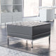 Gray |#| Gray LeatherSoft Quilted Tufted Modular Ottoman with Stainless Steel Legs
