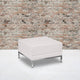 Melrose White |#| White LeatherSoft Quilted Tufted Modular Ottoman with Stainless Steel Legs