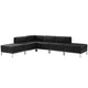 Black |#| 6 Piece Black LeatherSoft Modular Sectional Configuration - Stainless Steel Legs