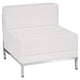 White LeatherSoft Modular Sofa, Chair & Ottoman Set with Taut Back and Seat