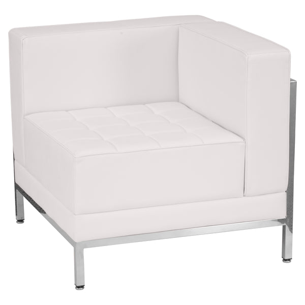 12 Piece White LeatherSoft Modular Sofa, Lounge & Ottoman Set