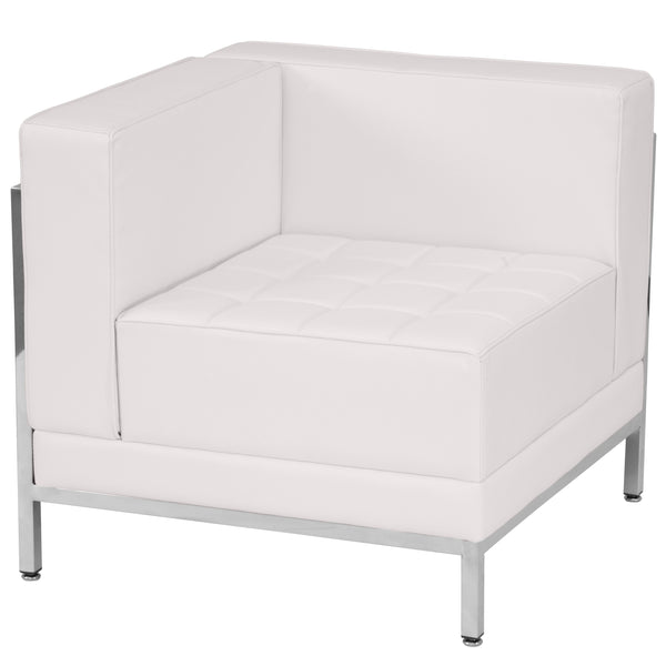 12 Piece White LeatherSoft Modular Sofa, Lounge & Ottoman Set