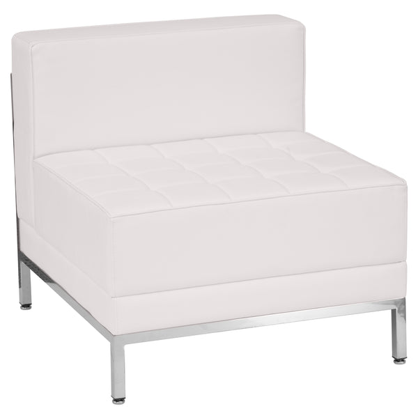 12 Piece White LeatherSoft Modular Sofa, Lounge & Ottoman Set